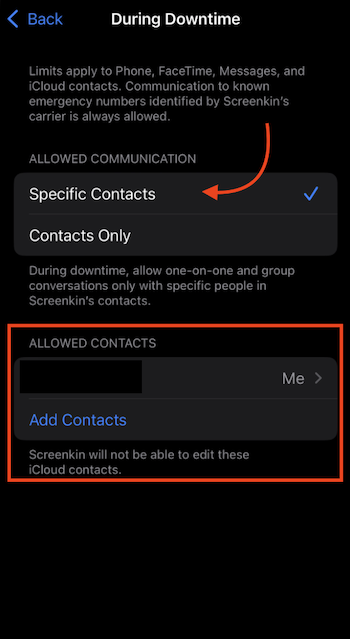 Specific Contacts